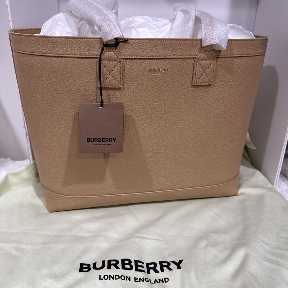 Burberry Medium Grainy Leather London Tote Bag Light Almond NWT $1650